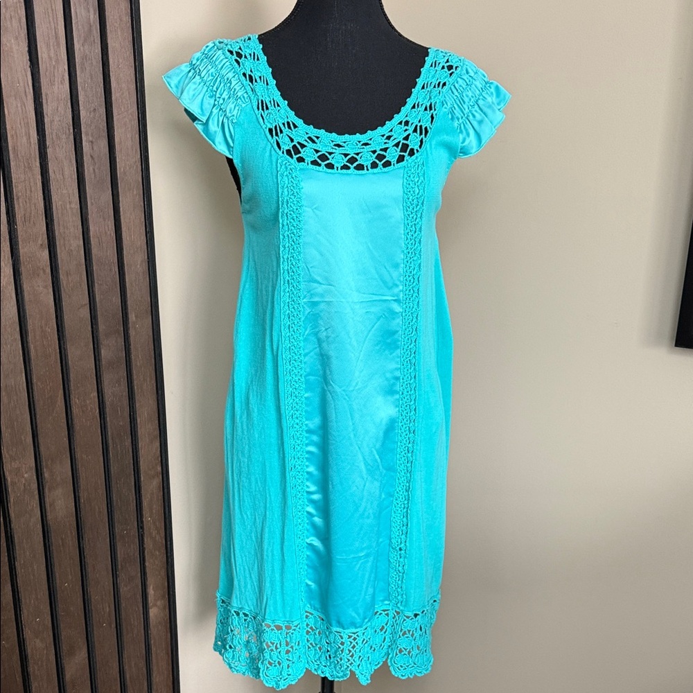 BCBGeneration Aqua Crochet Accent Dress